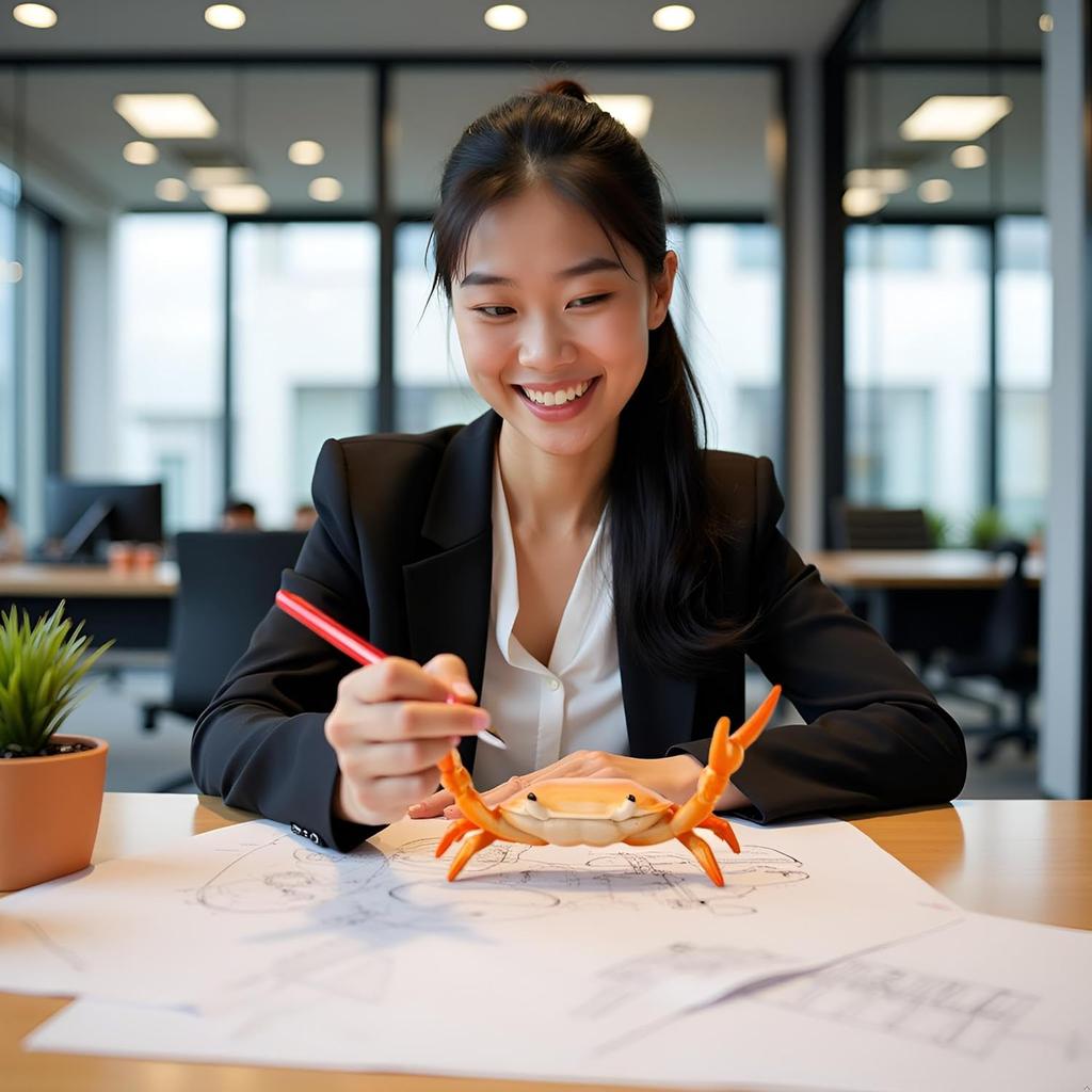 Creative Crab Pen Holder Weightlifting Crabs Pen Stand Storage Rack, Office Desktop Decoration, Pencil Holders Desk Supplies Holders and Dispensers,