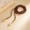 SHIXIN Vintage Acrylic Long Beads Chain Choker Necklace Women Elegant Geometric Pendant Necklace Adjustable Sweater Chain Gifts