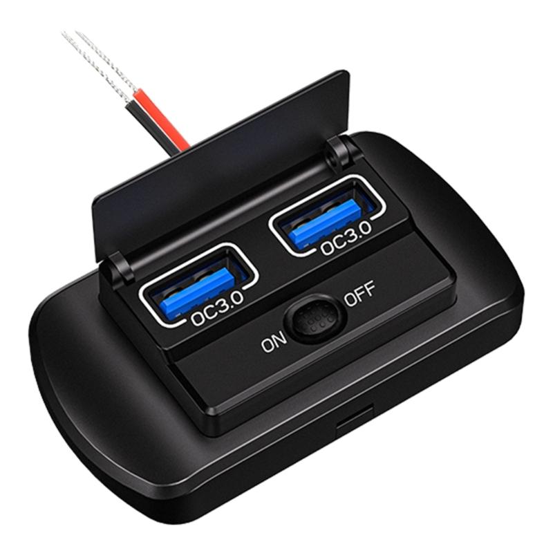 12 В USB-розетка Двойная QC3.0 Type C/USB Панель быстрой зарядки Настенный монтаж Автомобильный автомобильный USB-разъем Зарядное устройство Адаптер питания