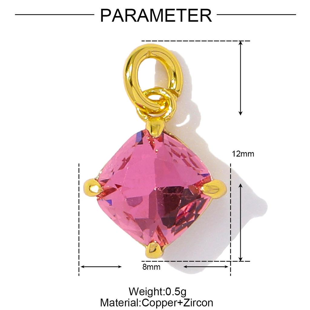 Luxurious purple Olive-green Droplet square Brass Zirconia DIY Pendant Exquisite Accessory Jewelry Charms for Bracelet Necklace