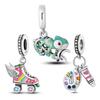 925 Серебро Красочные Крылья Коньки Подвески Бусины Температура Изменение Цвета Хамелеон Висячие Подходят Женский Милый Браслет Ювелирные Изделия