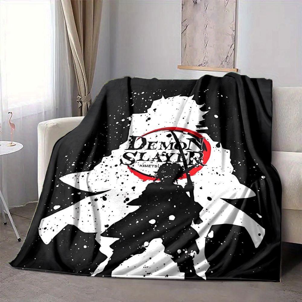 1pc Demon Slayer Soft Comfortable Blanket Digital Print, All Season Multipurpose Knit Fabric Bedding, Office, Sofa Home Decor Blanket