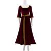 Cosplay Anime Rapunzel Mother Gothel Burgundy Dress Palace Vintage Long Skirt Belt Costume Halloween Carnival Adult Costume