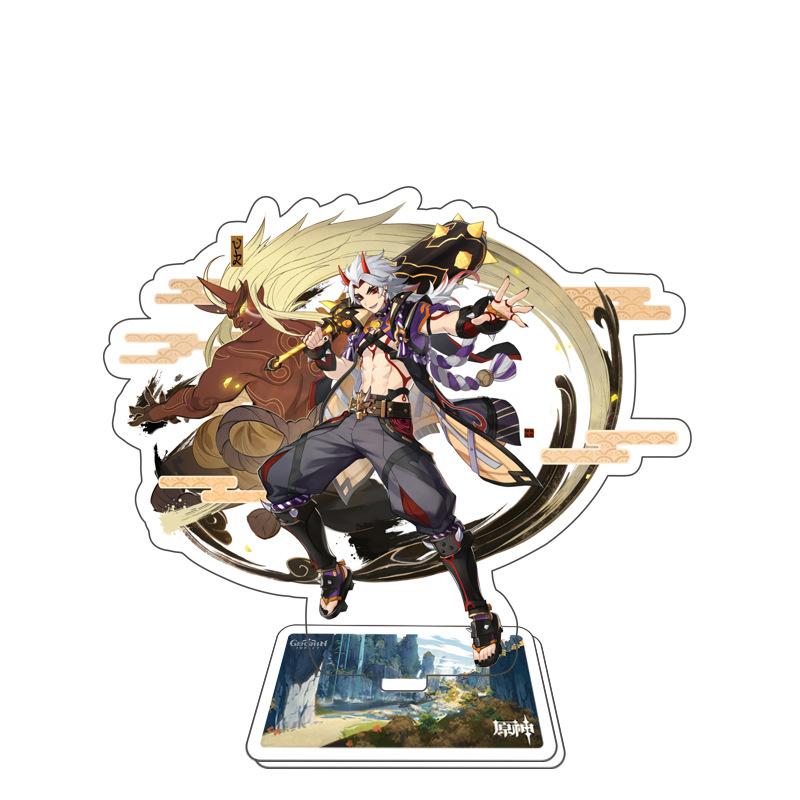 Игра Genshin Impact Стенд для фигурки Модель Игрушка 15 см Кэцин Шэнь Хэ Аратаки Итто Акриловая пластина с фигуркой Настольное украшение Подарок