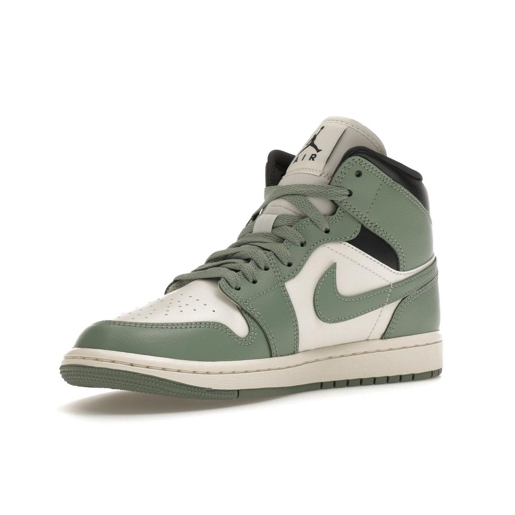 Женские кроссовки Air Jordan 1 Mid Jade Smoke Green Sail Anthracite BQ6472-130