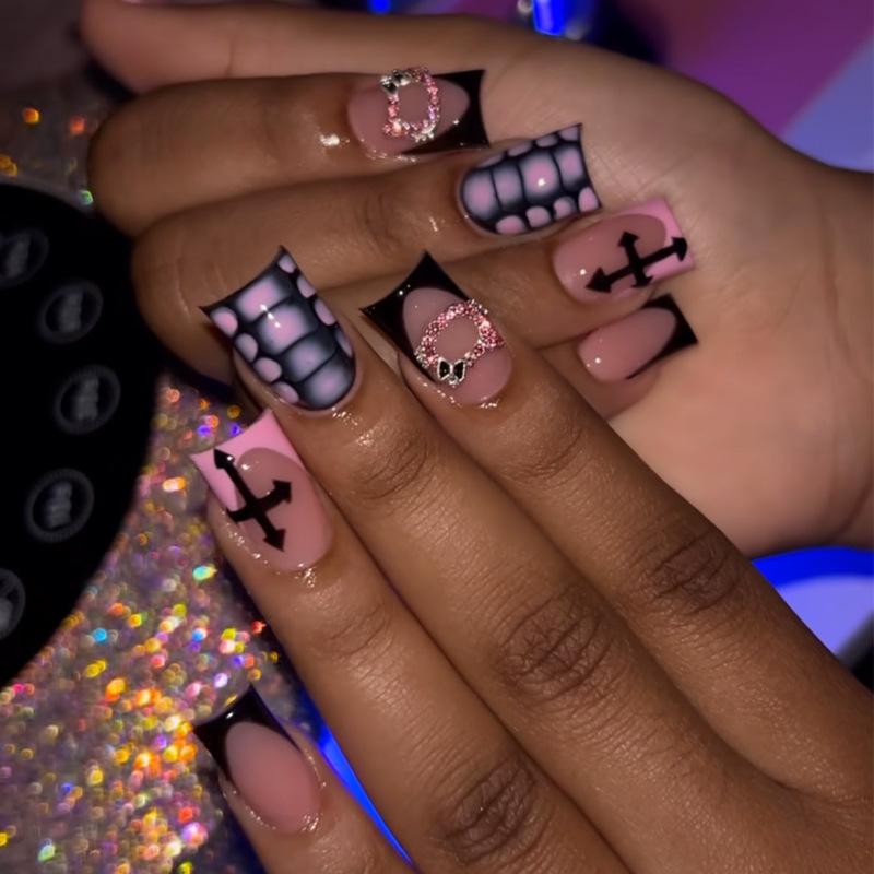 Европейские и американские градиентные персиковые балетные типсы для коротких ногтей