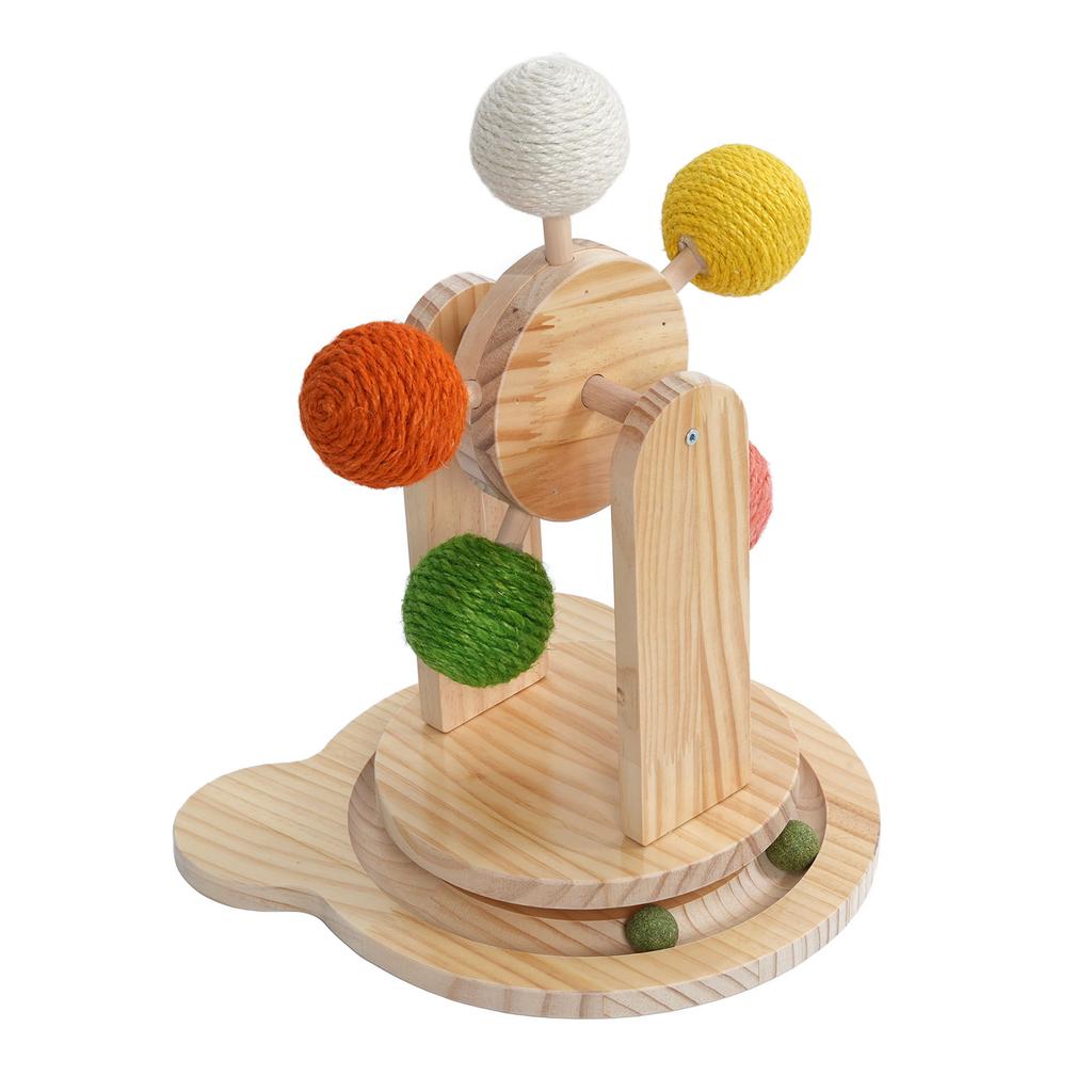 Деревянная основа для проигрывателя Игрушка-шарик для кошки Саморазвлечение Прочная конструкция Интерактивная когтеточка для кошек