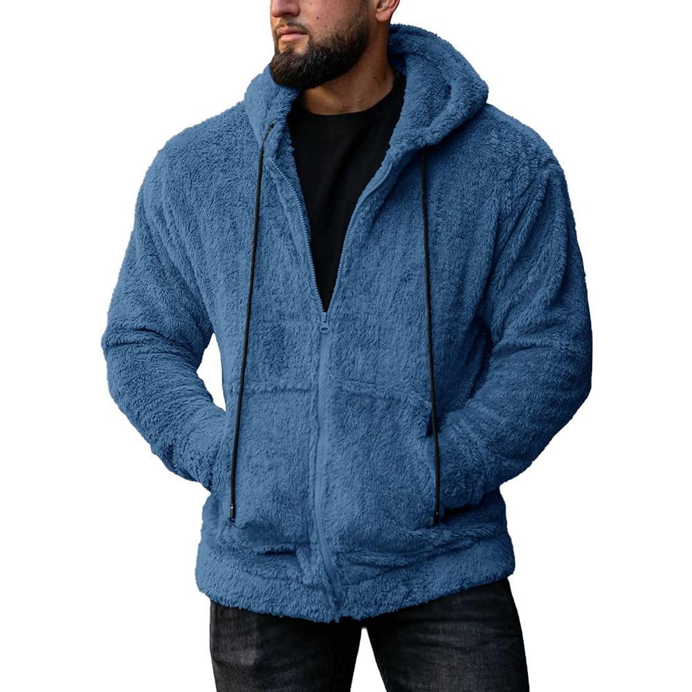 QICED Autumn Men's Fleece Cardigan Hooded Jacket