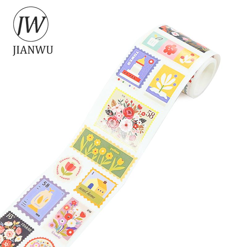 JIANWU 60mm*200cm Vintage Plant Flower Stamp Landscape Material Collage Scrapbooking PET Tape Creative DIY Journal Stationery