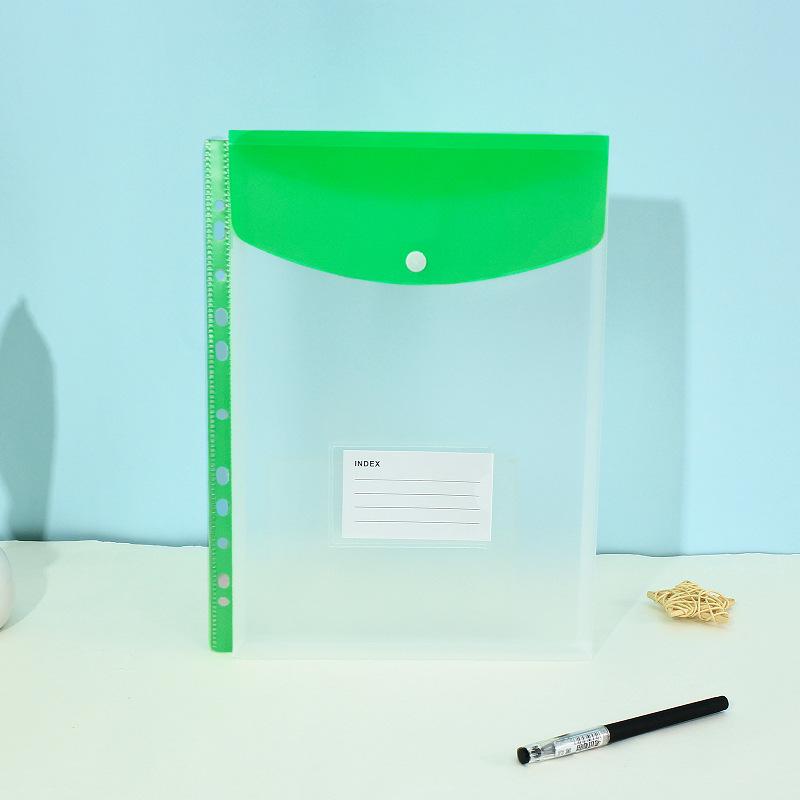 Прозрачный файл-папка A4 на 11 отверстий с кнопкой-застежкой и держателем для карт - Цветной органайзер для документов для студентов