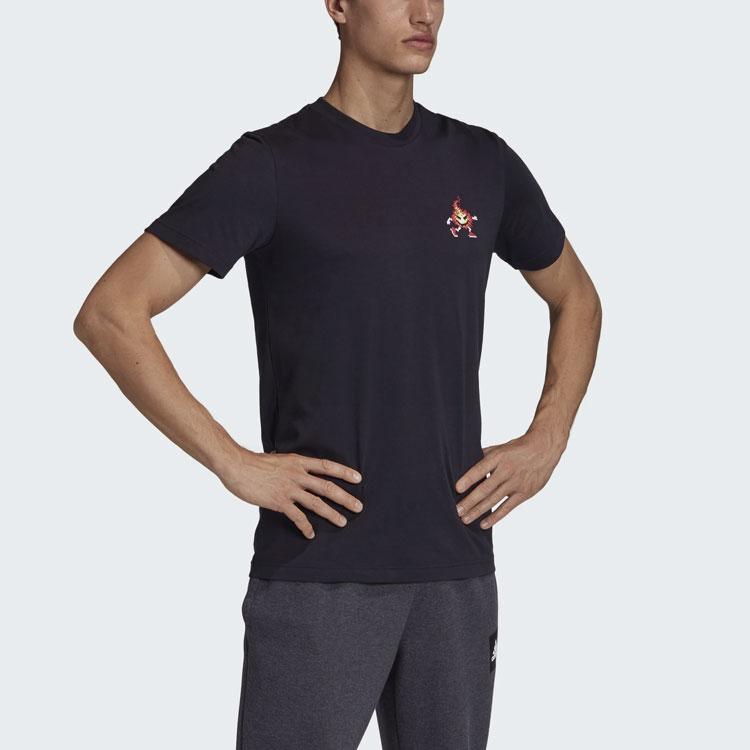 Adidas 8-битная платформа с принтом, спортивная футболка с коротким рукавом и круглым вырезом, мужские топы, черный FN1720