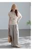 Elegant Cotton Lyocell High Waist Wide Leg Women's Pants