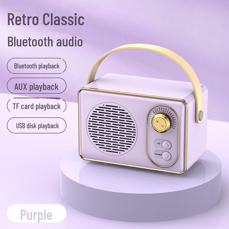 Портативный ретро мини Bluetooth-динамик с USB, TF-картой, FM и высококачественным звуком для использования на открытом воздухе