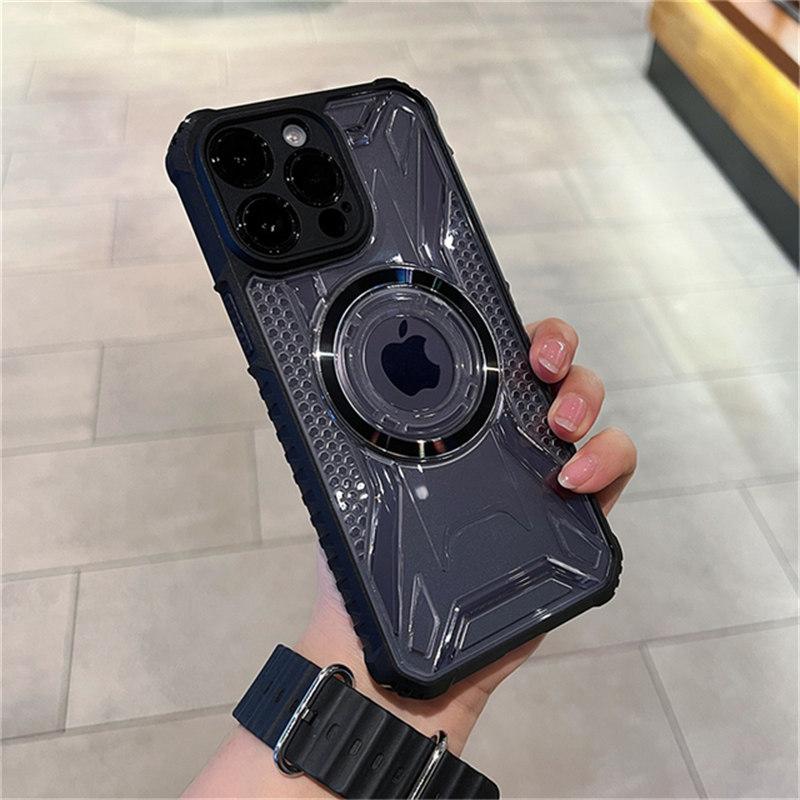 Противоударный гибридный бампер для Magsafe, магнитный чехол для беспроводной зарядки для iPhone 11, 12, 13, 14 Pro Max Plus, жесткий прозрачный чехол для телефона