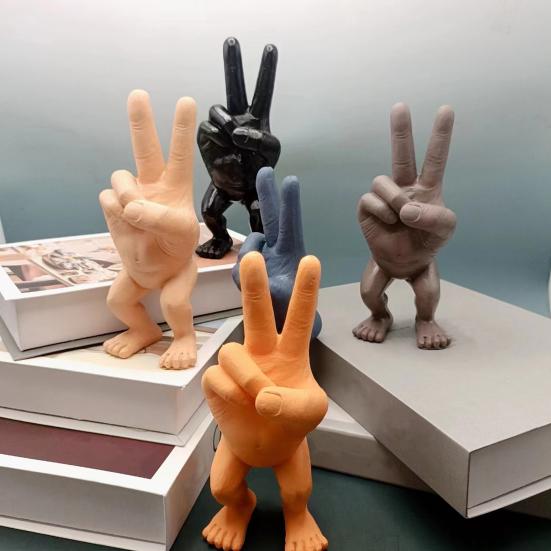 Статуэтка с двумя пальцами из смолы, скульптура в виде ножниц для домашнего офиса, книжной полки, украшение, рождественский фестиваль, подарок