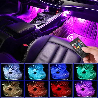 Светодиодная подсветка для ног автомобиля, окружающая лампа с беспроводным USB-пультом дистанционного управления музыкой, несколько режимов, декоративное освещение для интерьера автомобиля