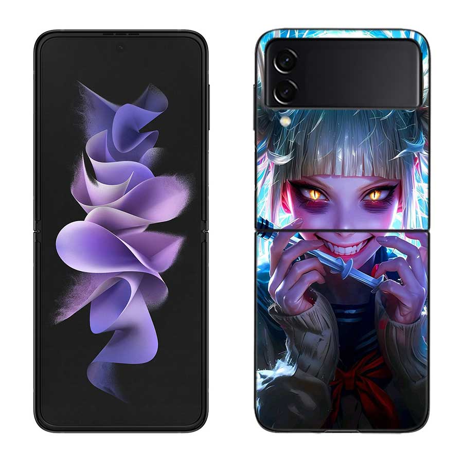 Чехол для телефона аниме Химико Тога для Samsung Z Flip 7 6 5G Galaxy Z Flip 5 4 3 Черный Жесткий Чехол-Крышка Роскошный ПК Корпус Coque