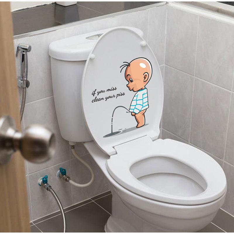 Забавные предупреждающие наклейки для туалета, мультяшная детская крышка для мочеиспускания, наклейка на дверь туалета, съемная самоклеящаяся декоративная бумага для дома