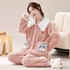 Женская домашняя пижама, свободный большой размер, верхняя одежда, плюшевая утолщенная фланель, милый милый пижамный костюм для девочек из кораллового флиса