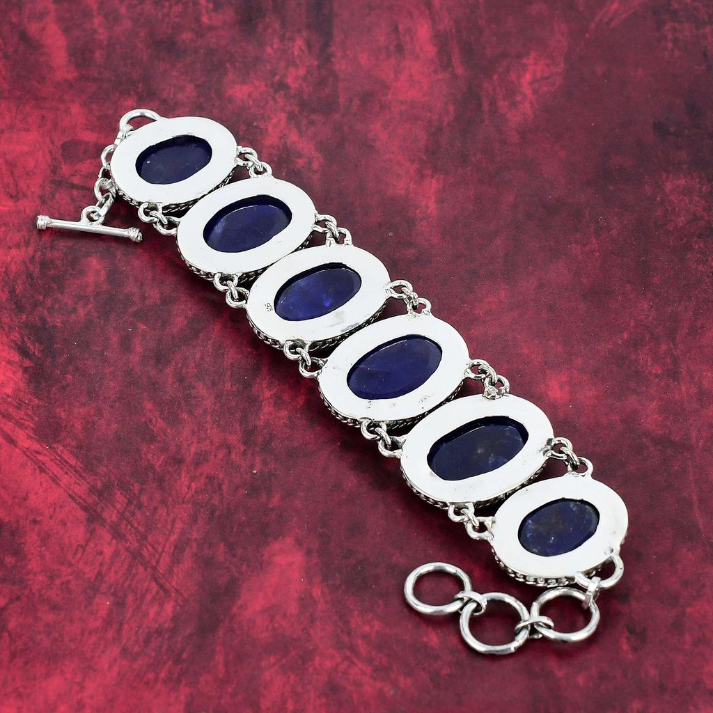 Ювелирные изделия ручной работы с бирманским синим сапфиром, браслет из стерлингового серебра 925 пробы, ювелирные изделия из драгоценных камней, сапфировый браслет новейшего дизайна, подарок для невесты