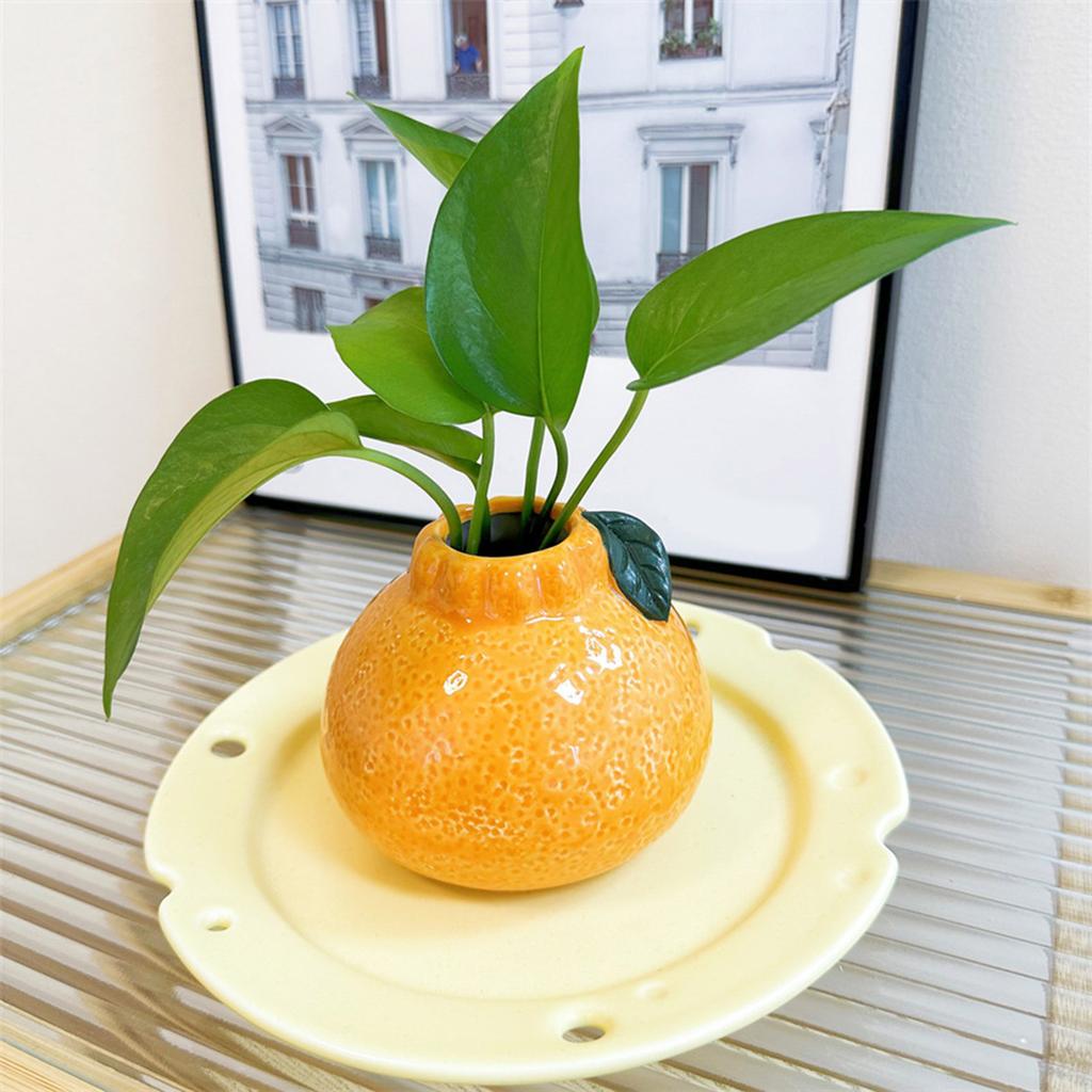 Orange Shape Ceramic Vase for Home Living Room Decor Dried Flower Vase Flower Arrangement Decoration Shooting Props