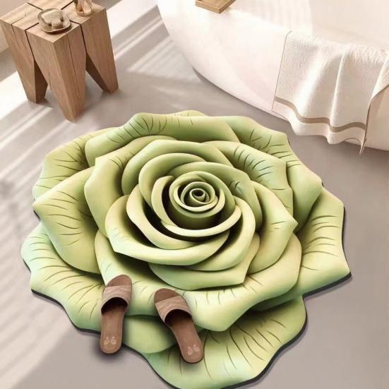 3D Коврик для пола в виде розы, Впитывающий Цветочный коврик для ванной с нескользящей основой, Реалистичный Цветочный декоративный ковер для спальни, гостиной, прихожей