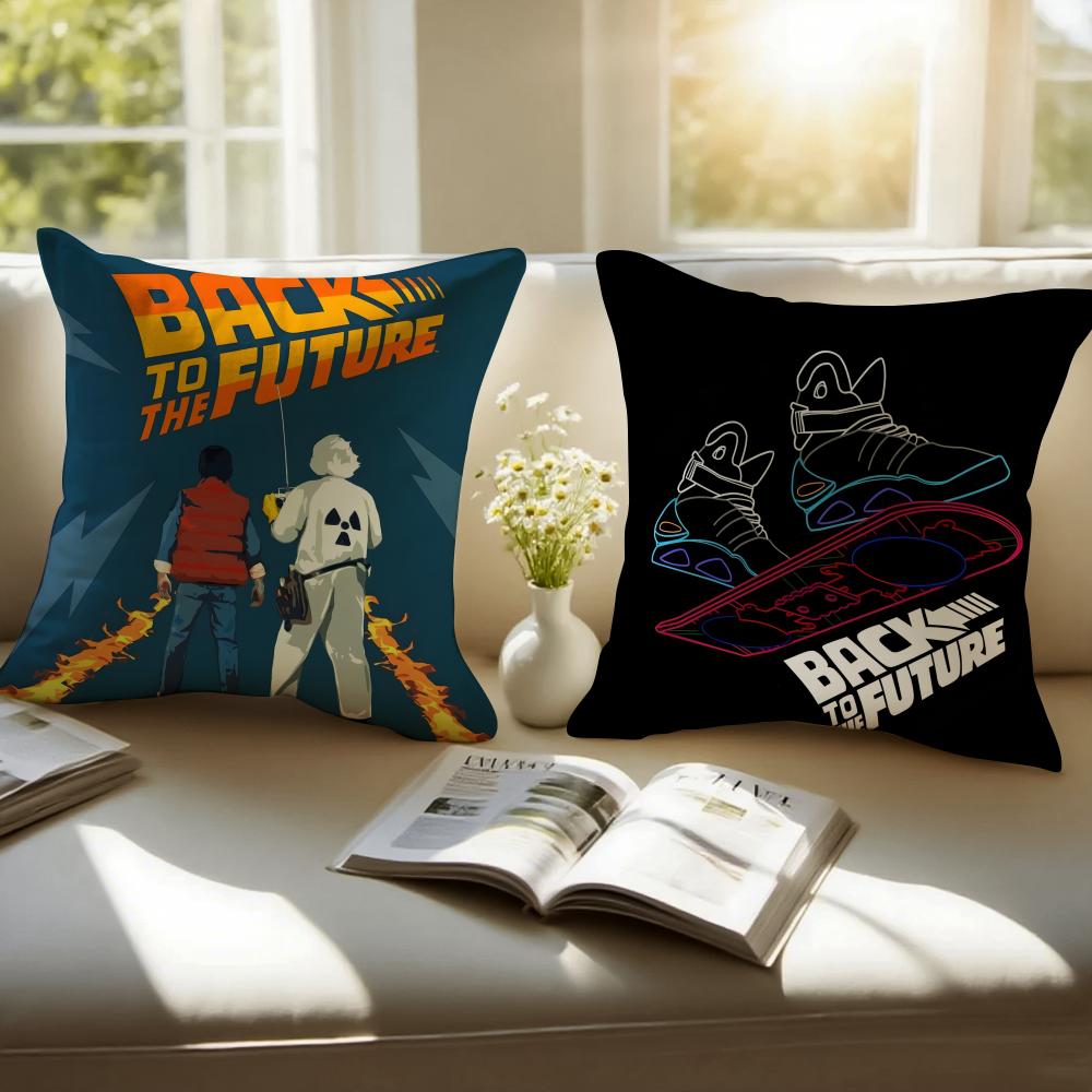 BBack To The FFuture Cushion Cover Pillowcase Antidustmite Invisible Zipper Short Plush Sofa Cushion
