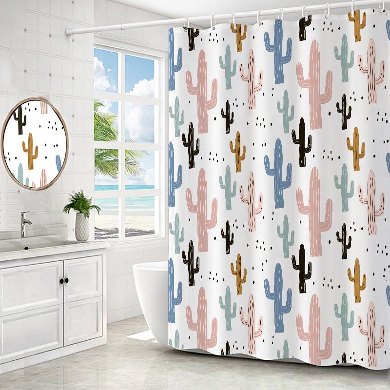 Узорчатая напечатанная водонепроницаемая противоплесневая занавеска для душа телескопическая штанга комплект занавеска для ванной комнаты занавеска для ванной комнаты