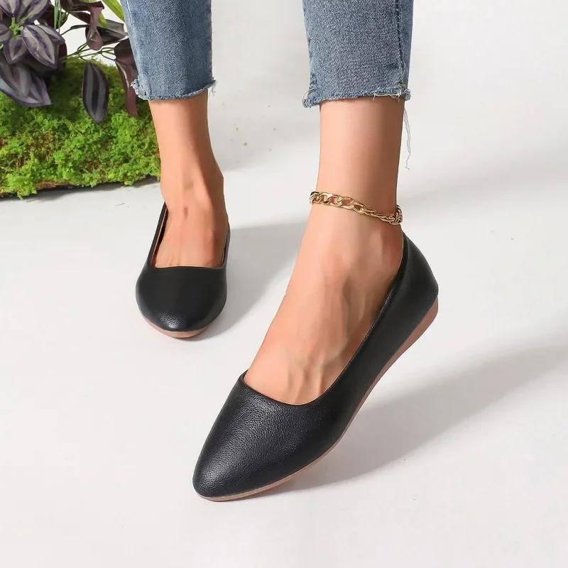 2024 Летний стиль с острым носком и неглубоким вырезом, дышащая спортивная женская обувь, повседневная, удобная, легкая, элегантная, плоская обувь