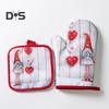 1 Set Baking Glove Cartoon Pattern Christmas Glove Heat-resistant Oven Glove with Mat for Home Kitchen