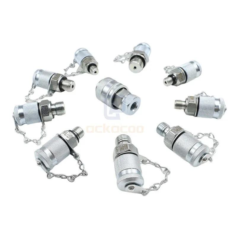 10 Pcs NPT 1/4 Test Connector Hydraulic Pressure Gauge Fittings G3/8 G1/8 G1/4 M10x1 M10x1.25 M14x1.5, UNF 7/16-20, UNF 9/16-18