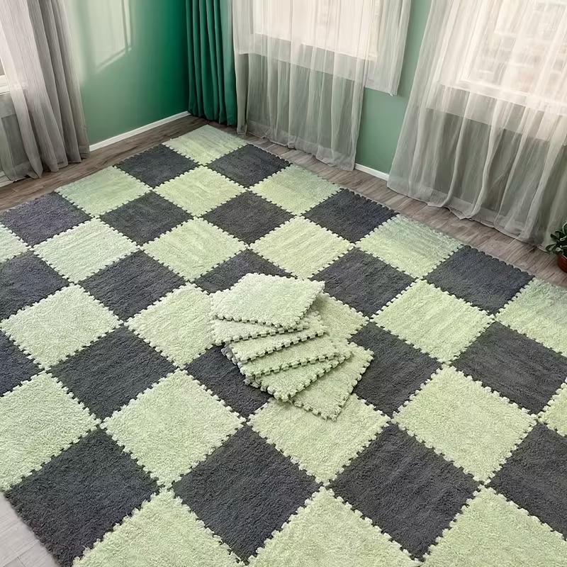 Коврик-пазл из ЭВА-пены с плюшевым покрытием, 30x30 см, мягкие ковровые плитки, игровой коврик, нескользящий ковер-пазл для домашней гостиной
