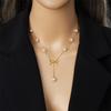 316L Stainless Steel Pearl Bowknot Chain Tassel Necklace Earrings Set For Women Lady Fashion New Jewelry Party Wedding Gifts