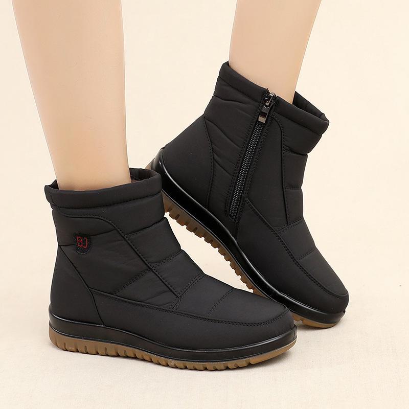 Женские зимние ботинки 2024 года: Новые нескользящие, теплые, водонепроницаемые короткие ботинки с бархатной подкладкой для людей среднего и пожилого возраста