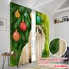 2pcs,2D Plane Printing Curtains Digital Printed Longhair Cat by Tree Durable Polyester (without Rod) Art Deco Festive Use for
