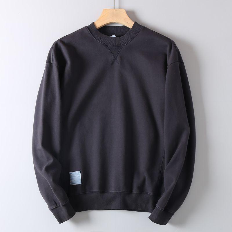 Heavyweight Washed Cotton Terry Crewneck Sweatshirt for Men, Spring and Autumn Vintage Trendy Top Jacket