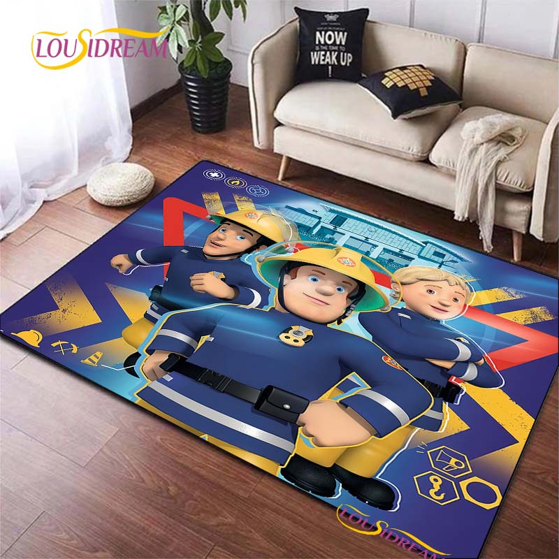 Fireman Sam British Classic Animated Carpet for Living Room Bedroom Area Rugs Kitchen Door Kids un-slip floor Mats birthday gift