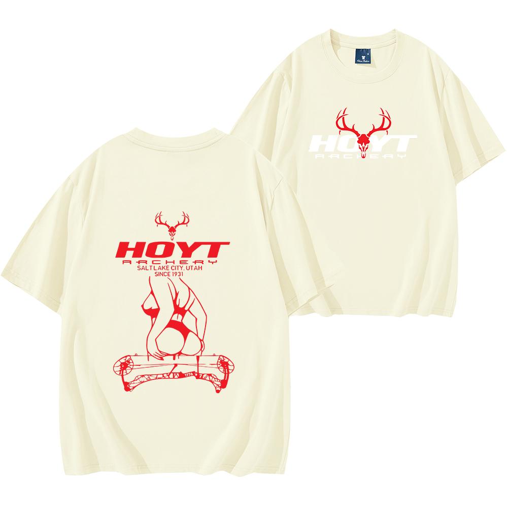 Футболка Hoyt Archery Sexy Girl Унисекс с коротким рукавом Повседневная хлопковая футболка Мужская Женская Уличная одежда Футболка Тактическое снаряжение для любителя охоты