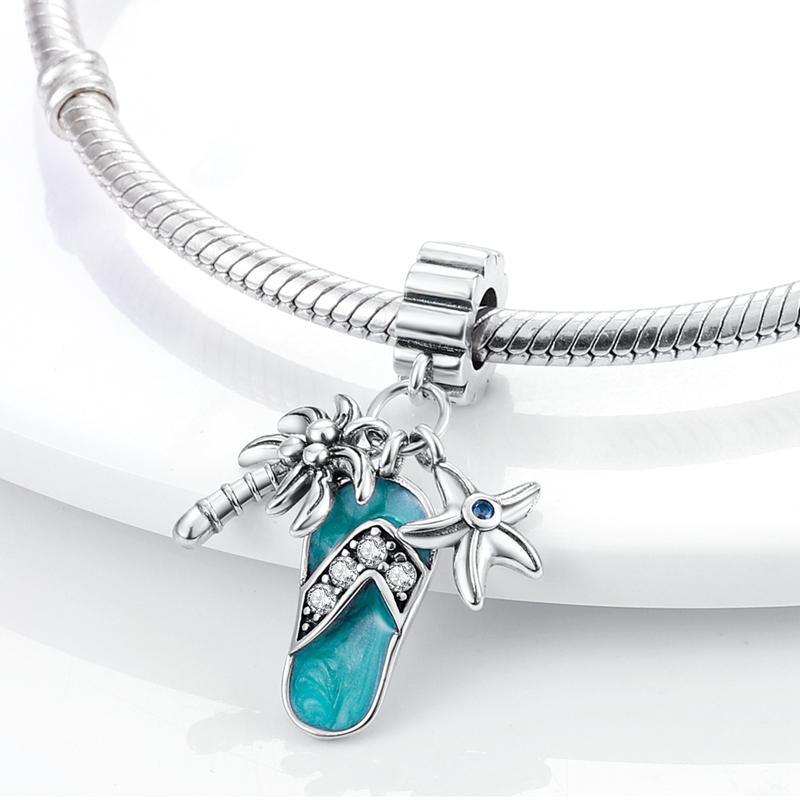 Покрытые медью летние шармы-подвески в виде морских черепах, морских звезд, осьминогов, бусины подходят для оригинального браслета-бэнгла, шарм для DIY, женские украшения, подарок