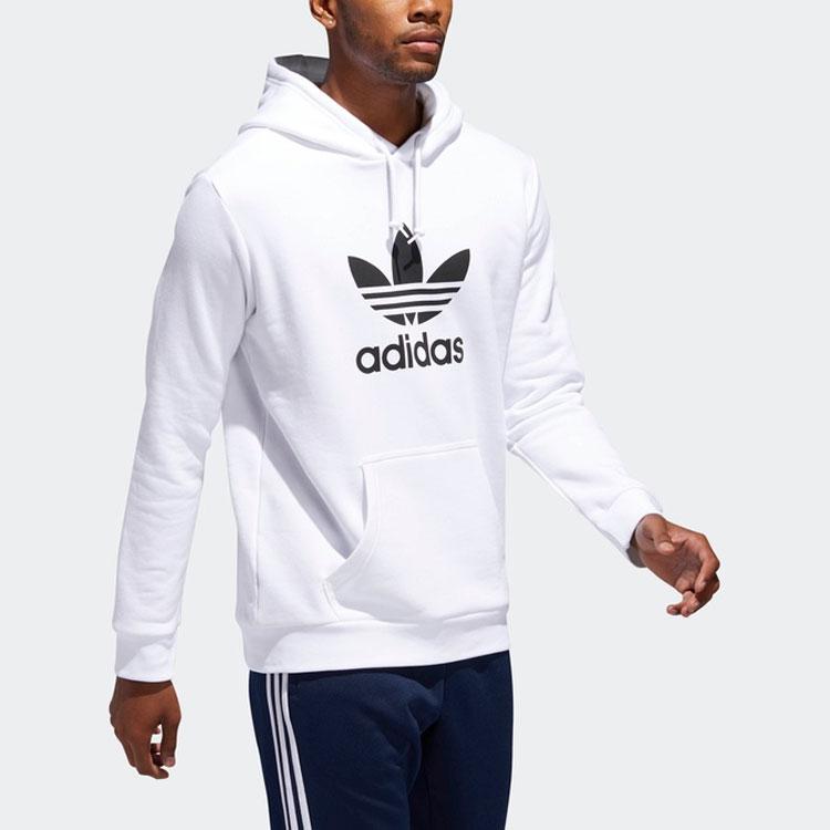 Adidas Originals Trefoil Logo Толстовка с карманом-кенгуру, мужские топы, белые DU7780