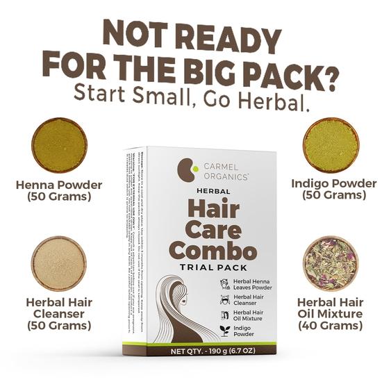CARMEL ORGANICS Herbal Hair Care Combo – Trial Pack of 4 Natural Herbs for Healthy Hair | Ideal for Hair Growth, Dandruff, and Shine