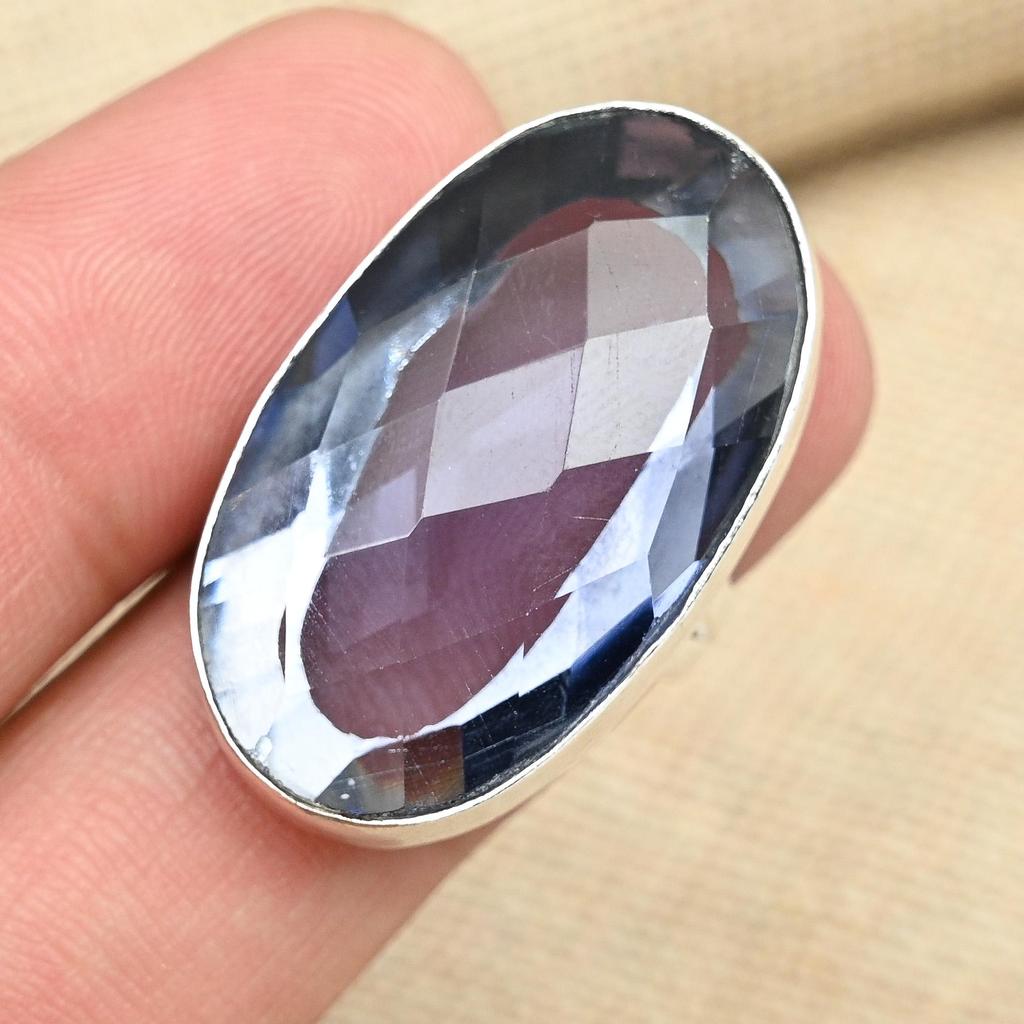 Привлекательный граненый иолит драгоценный камень стерлингового серебра 925 пробы кольцо ручной работы женские украшения