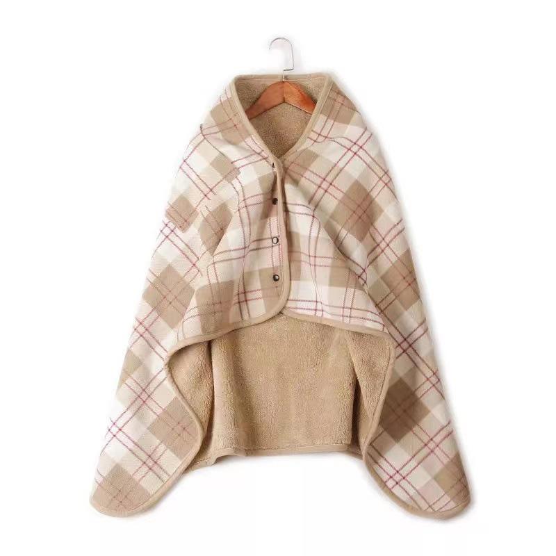 1PC Wearable Blanket Shawl Blanket Flannel Lazy Casual Office Blanket Retro Grid Stripes Warm Blanket For Winter 80×135cm