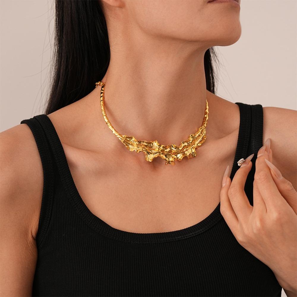 Ошейник-листок, колье, ожерелье, золотой цвет, нерегулярные, преувеличенные, чокерные украшения