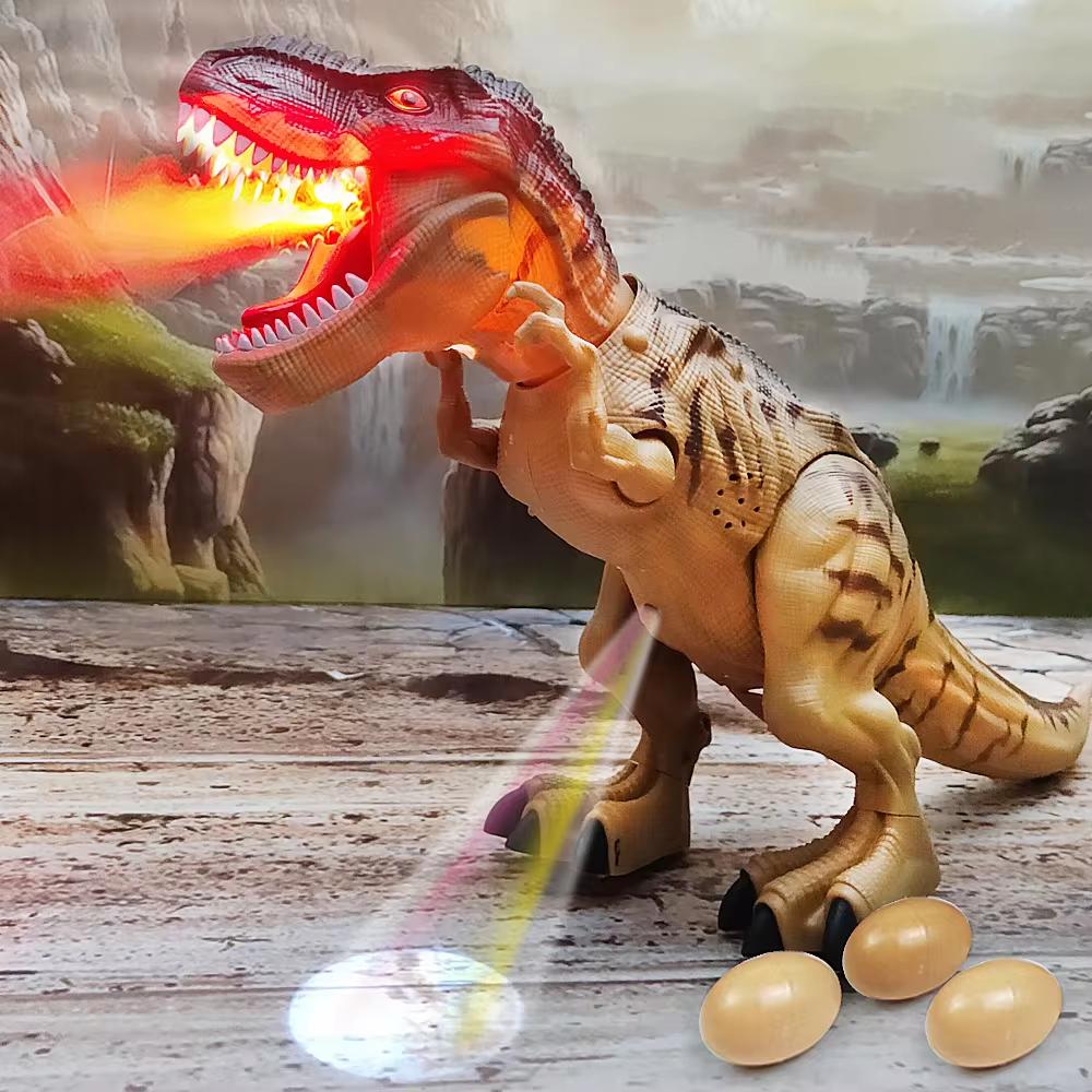 Large Electric Dinosaur Walking Projection Spray Laying Eggs with Dinosaur Sound Effects Eyes with Lights Dinosaur Childrens Toy