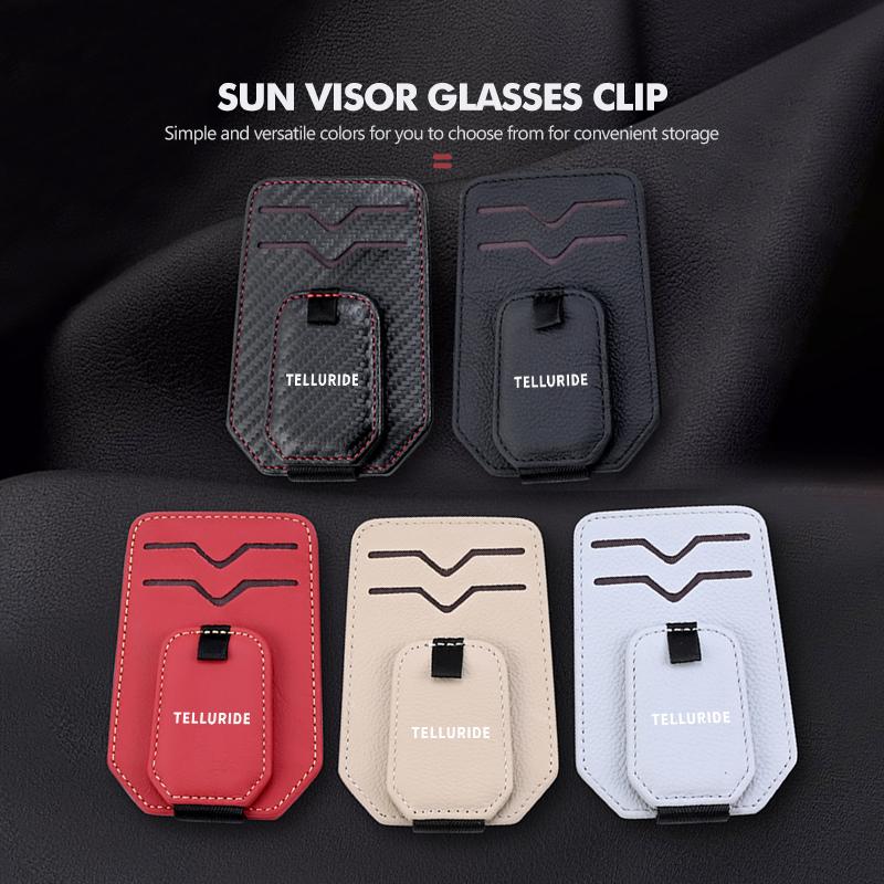 AANO1 Car Multifunction Leather Sunglasses Holder Portable Ticket Card Clip For KIA Venga Sedona Forte Stonic Picanto Sorento Stinger