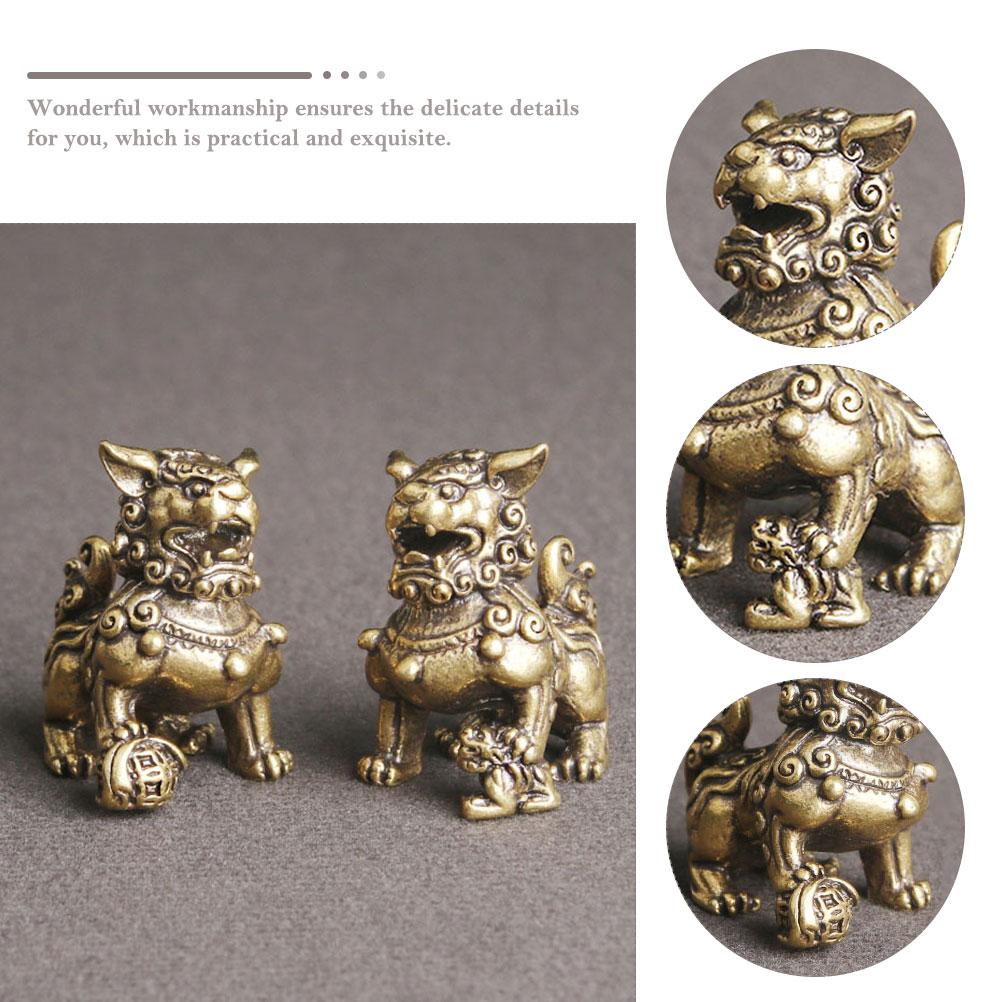 Ретро скульптуры льва латунный орнамент ремесло статуэтка статуэтка золотой декор