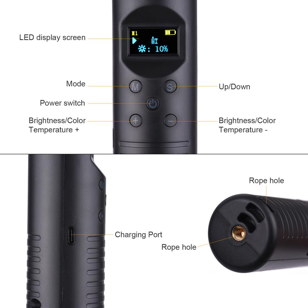 20W Handheld RGB Colorful Light Wand LED Photography Light Bi color Temperature 3000K 6500K  3000K 6000K Dimmable