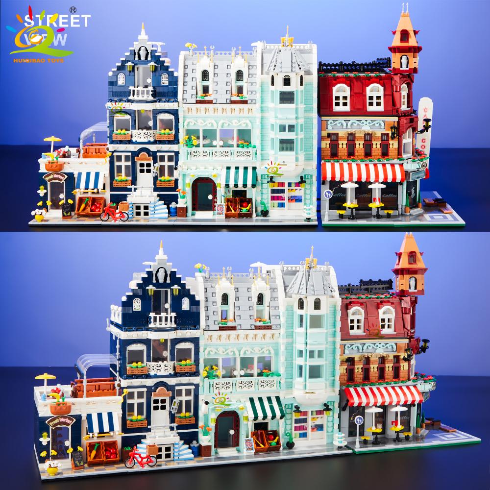 Нетоксичные игрушки Moc Городской Уголок Кофейня Архитектурный Стиль Уличный Пейзаж Микро Строительные Блоки Для Детей Строительные Кирпичики