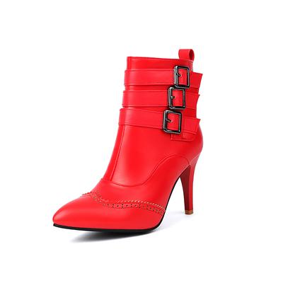 Красные Черные Женские Ботильоны Высокий Каблук Шпилька Большой Размер 46